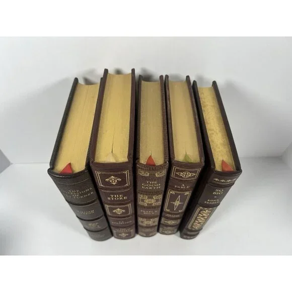 Lot Of 5 Franklin Library Full Leather Books Vintage Decor Collectible Hardcover - Picture 2 of 5
